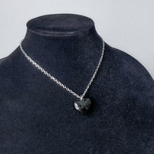 Load image into Gallery viewer, MINI BLACK GLASS HEART NECKLACE