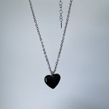 Load image into Gallery viewer, MINI BLACK GLASS HEART NECKLACE