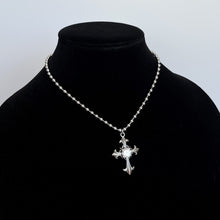 Load image into Gallery viewer, FLEUR CROSS BALL CHAIN NECKLACE