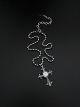 Load image into Gallery viewer, FLEUR CROSS BALL CHAIN NECKLACE