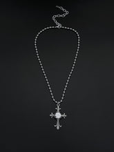Load image into Gallery viewer, FLEUR CROSS BALL CHAIN NECKLACE