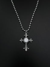 Load image into Gallery viewer, FLEUR CROSS BALL CHAIN NECKLACE