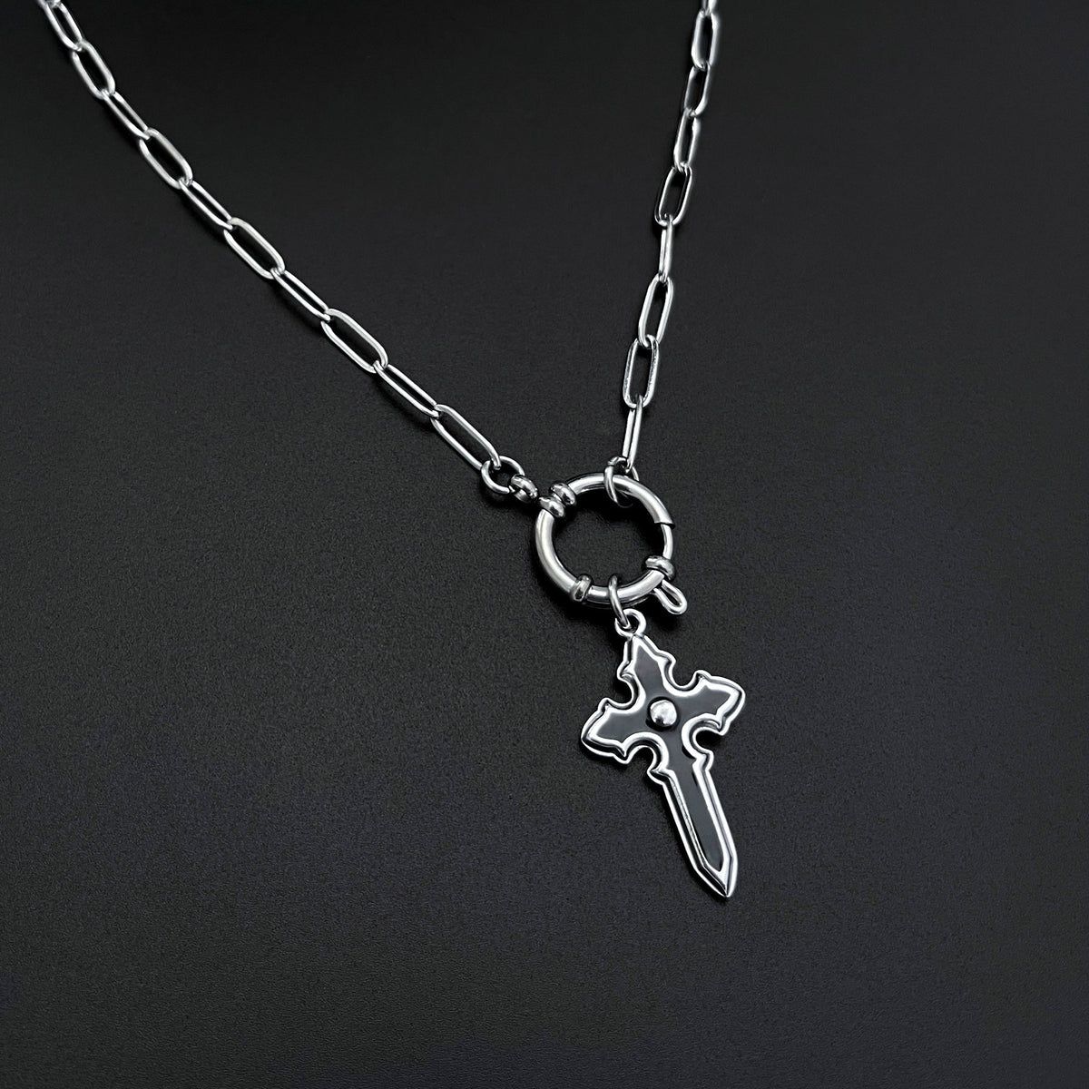 GOTHIC CROSS CLASP NECKLACE – COLD SHOULDER LA