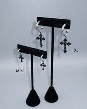 Load image into Gallery viewer, CZ GOTHIC CROSS HOOPS