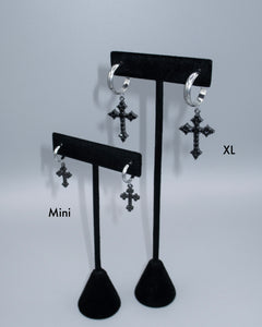 CZ GOTHIC CROSS HOOPS
