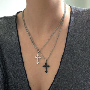 CZ GOTHIC CROSS NECKLACE