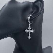 Load image into Gallery viewer, CZ GOTHIC CROSS HOOPS