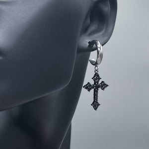 CZ GOTHIC CROSS HOOPS