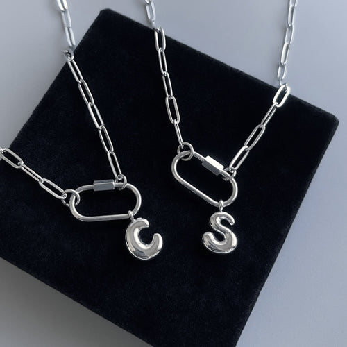 CARABINER BUBBLE LETTER NECKLACE