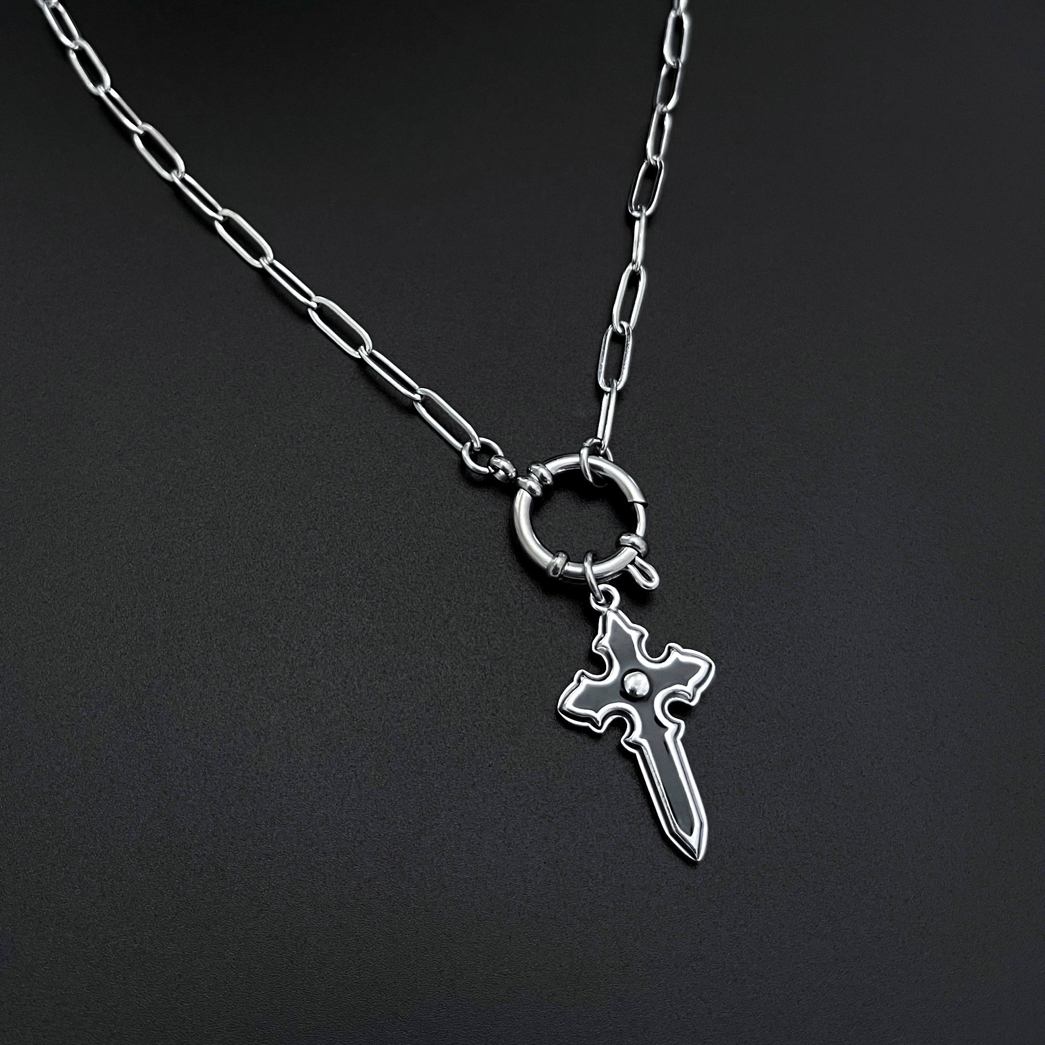 GOTHIC CROSS CLASP NECKLACE – COLD SHOULDER LA