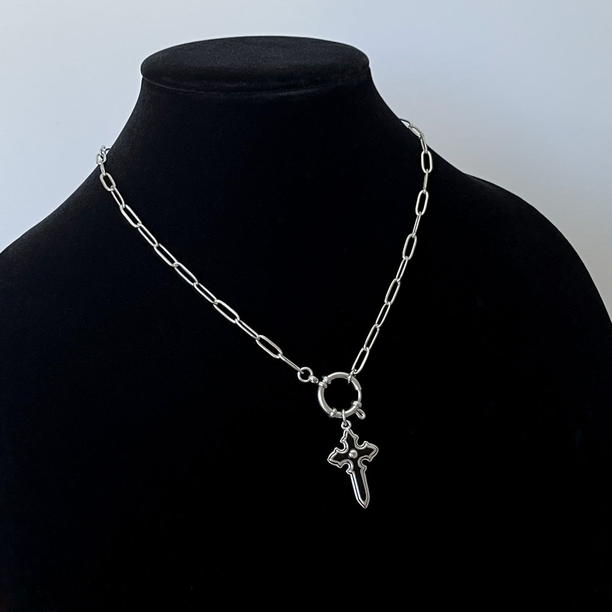 GOTHIC CROSS CLASP NECKLACE – COLD SHOULDER LA