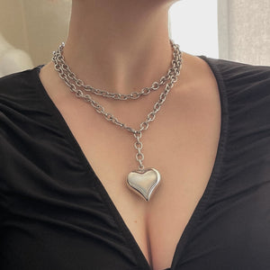 DOUBLE WRAP PUFFED HEART NECKLACE