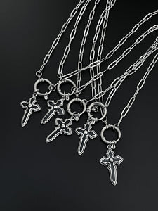 GOTHIC CROSS CLASP NECKLACE