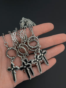 GOTHIC CROSS CLASP NECKLACE
