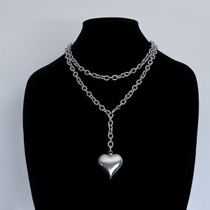 DOUBLE WRAP PUFFED HEART NECKLACE