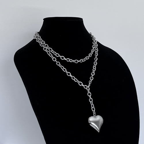 DOUBLE WRAP PUFFED HEART NECKLACE