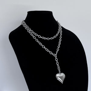 DOUBLE WRAP PUFFED HEART NECKLACE