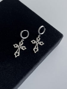 MINI GOTHIC CROSS HOOPS