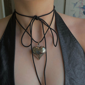 PUFFED HEART CORD NECKLACE