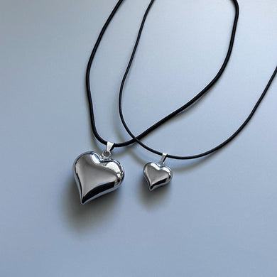 PUFFED HEART CORD NECKLACE