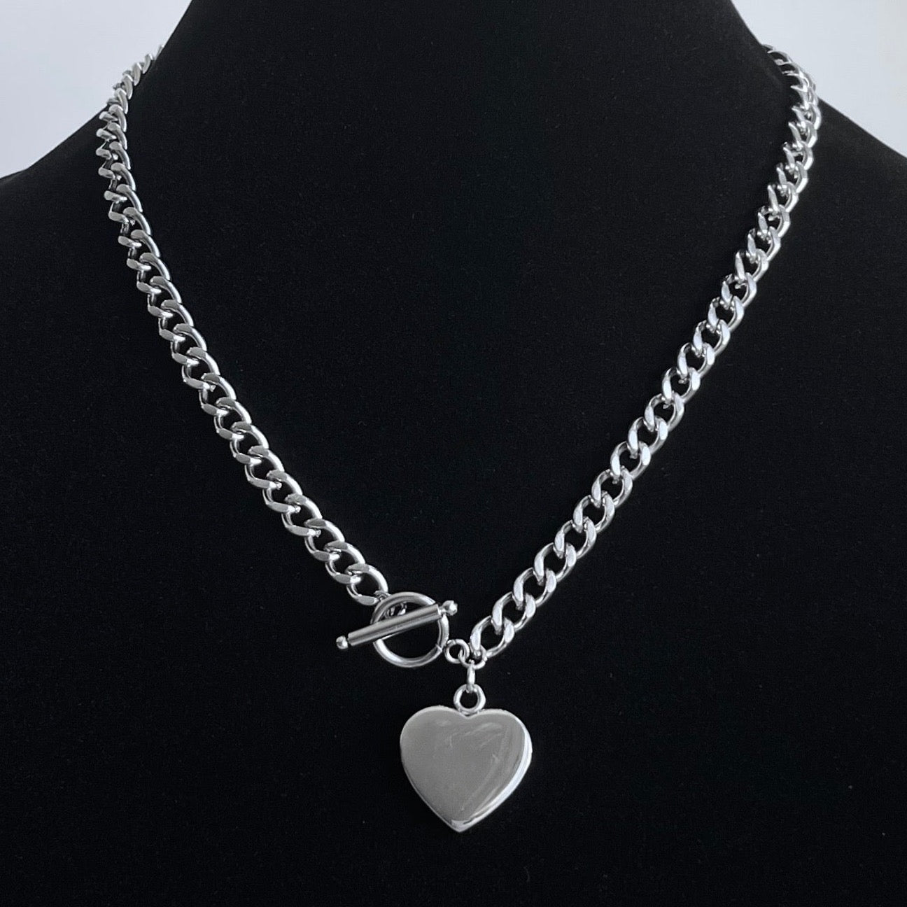 TIFFANY & CO. STERLING SILVER HEART TAG TOGGLE NECKLACE 16