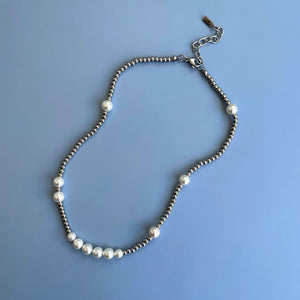 STAINLESS STEEL PEARL BEAD NECKLACE