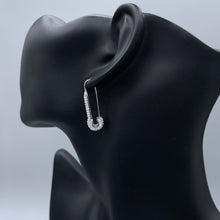 Load image into Gallery viewer, CZ SAFETY PIN EARRINGS