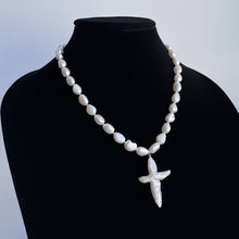 Load image into Gallery viewer, XL PEARL CROSS NECKLACE