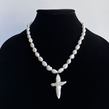 Load image into Gallery viewer, XL PEARL CROSS NECKLACE